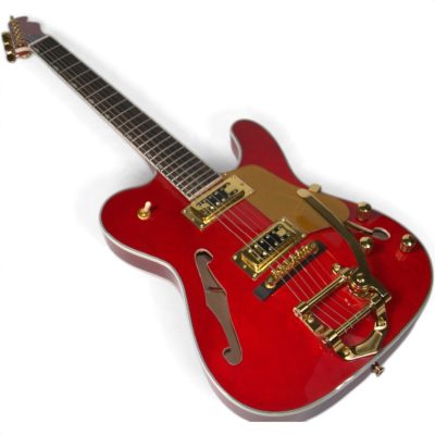 Custom Regent Fhole Translucent Red Orange Finish Paul Waller Masterbuilt Bigsby Hollow Body Guitar - Image 8