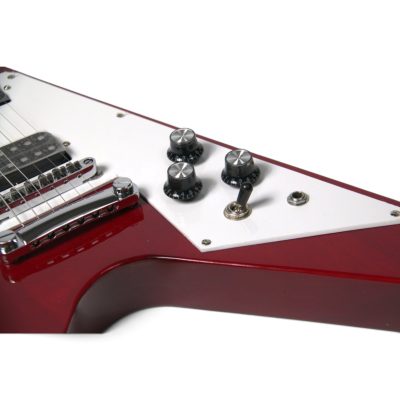 Custom Crown Flying V Jimi Hendrix Heritage Cherry Transparent Electric Guitar - Image 5