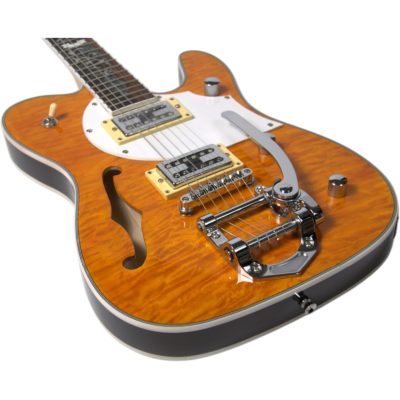 Custom Regent Thinline Fhole Bigsby Amber Quilted Maple Electric Guitar