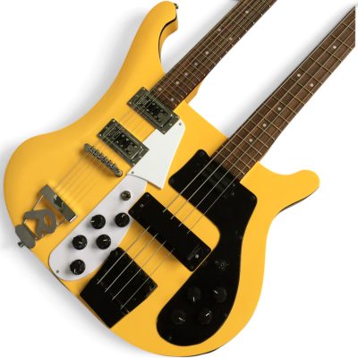 Custom Nova 4080 Yellow Geddy Lee Double Neck 4 String Bass 12 String Guitar - Image 5