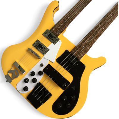 Custom Nova 4080 TV Yellow Geddy Lee Double Neck 4 String Bass 12 String Guitar - Image 5