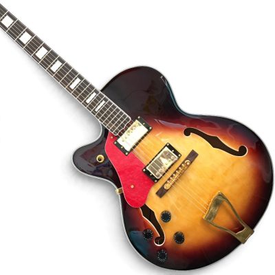 Custom Crown ES335 Vintage Sunburst Fhole Florentine Cutaway Electric Guitar - Image 4
