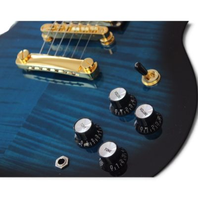Custom Crown SG Supreme Blue Burst Flamed Maple Top Electric Guitar - Image 3