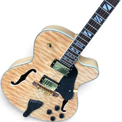 Custom Crown Byrdland Natural Blonde Quilted Maple Top Fhole Guitar - Image 4