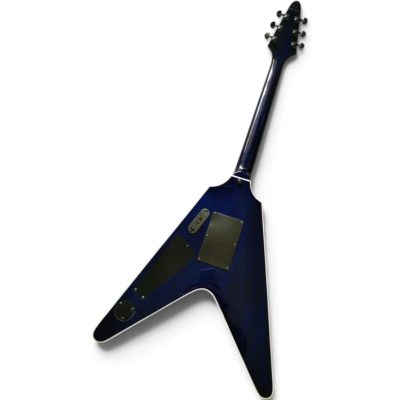 Custom Crown Blue Burst Quilted Maple Top Floyd Rose Tremolo Flying V Guitar - Image 5
