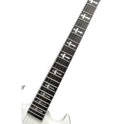 Custom Crown SG Single Pickup Alpine White Tony Iommi Finish Cross Inlay Guitar - Image 8