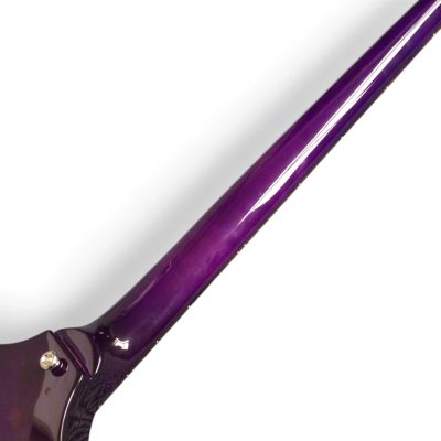 Custom Crown Korina Flying V Transparent Purple Finish 4 String Bass Crescent Moon Inlay Kirk Hammett - Image 6
