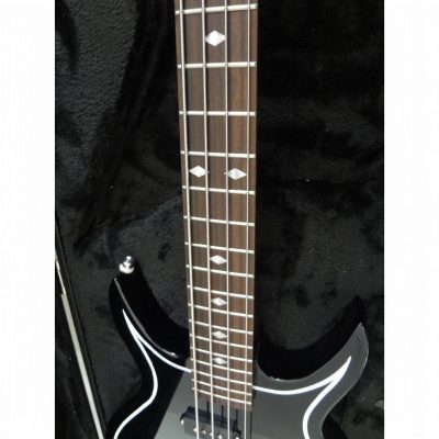 Custom Dynasty Kiss Gloss Black White Pinstripe Band Edge Gene Simmons Punisher 4 String Bass - Image 8
