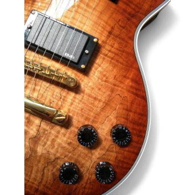 Custom Crown Natural Koa Flamed Maple Top Electric Guitar Dragon Inlay - Image 7
