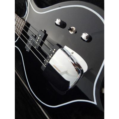 Custom Dynasty Kiss Gloss Black White Pinstripe Band Edge Gene Simmons Punisher 4 String Bass - Image 9