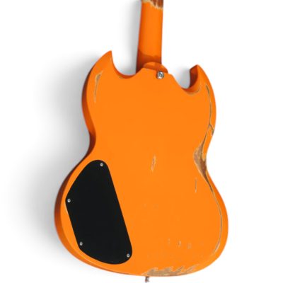 Custom Crown SG Wraparound Bridge Yungblud Neon Relic Orange P90 Single Pickup Guitar - Image 5