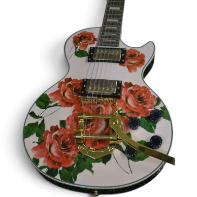 Custom Crown Armstrong Light Pink Coral Red Rose Flower Bigsby Tremolo Guitar