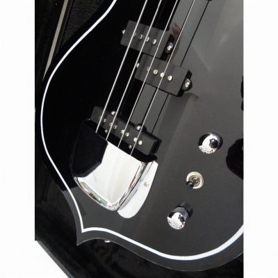 Custom Dynasty Kiss Gloss Black White Pinstripe Band Edge Gene Simmons Punisher 4 String Bass - Image 10