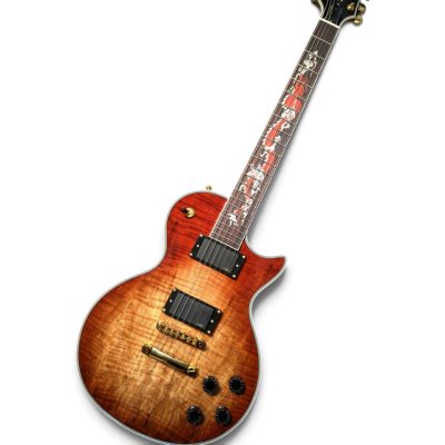 Custom Crown Natural Koa Flamed Maple Top Electric Guitar Dragon Inlay - Image 8