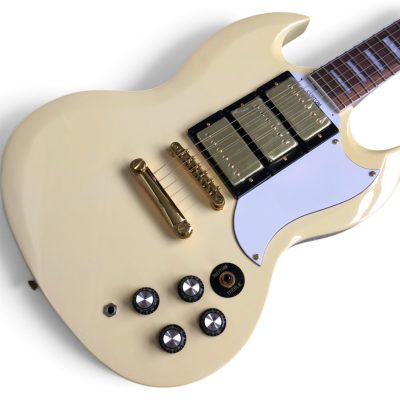 Custom Crown Jimi Hendrix Polaris White 6 String Electric Guitar 3 Pickups - Image 4