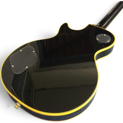 Custom Crown Peter Frampton Black Beauty 6 String Electric Guitar 3 Pickups Yellow Bindings - Image 7