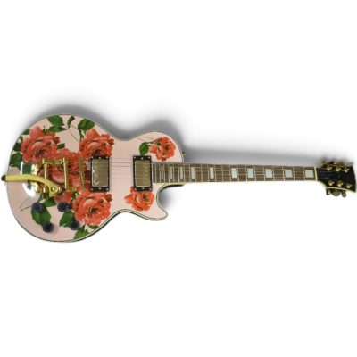 Custom Crown Armstrong Light Pink Coral Red Rose Flower Bigsby Tremolo Guitar - Image 5