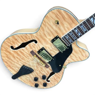Custom Crown Byrdland Natural Blonde Quilted Maple Top Fhole Guitar - Image 6