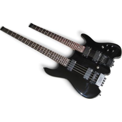 Custom Diplomat Black Double Neck Headless 4 String Bass Neck 6 String Guitar Neck - Image 6