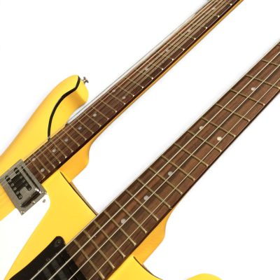 Custom Nova 4080 Yellow Geddy Lee Double Neck 4 String Bass 12 String Guitar - Image 8