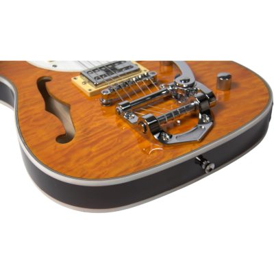 Custom Regent Thinline Fhole Bigsby Amber Quilted Maple Electric Guitar - Image 2