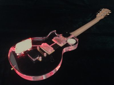 Custom Crown Plexiglass Acrylic Lucite Body Red LED Light Electric Guitar - Image 9
