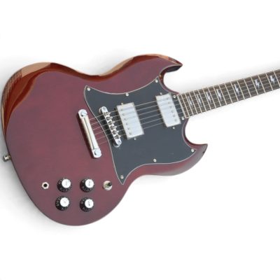 Custom Crown SG Angus Dark Cherry Burgundy Batwing Pickguard Guitar - Image 6