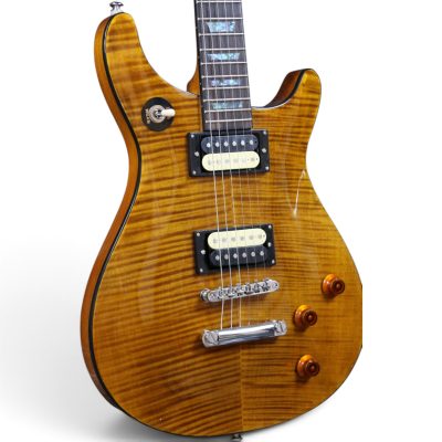 Custom Crown Moore Double Cutaway Honey Burst Flamed Tiger Maple Top Guitar