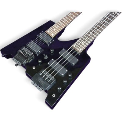 Custom Diplomat Black Double Neck Headless 4 String Bass Neck 6 String Guitar Neck - Image 2