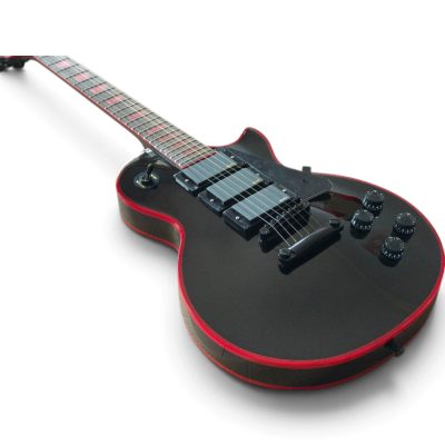 Custom Crown Frampton Gloss Black Crimson Neon Red Binding 6 String Electric Guitar 3 Pickups - Image 10