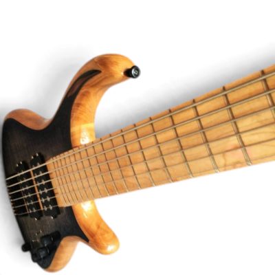 Custom Onyx Setius Gray Burst Flamed Maple Top 6 String Bass - Image 11