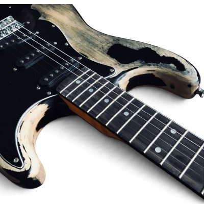 Custom Regent Heavy Relic Aged Jet Black Electric Guitar - Image 4