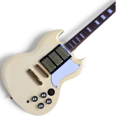 Custom Crown Jimi Hendrix Polaris White 6 String Electric Guitar 3 Pickups - Image 6