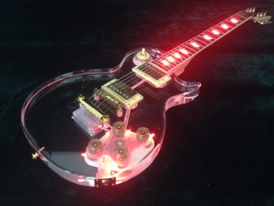 Custom Crown Plexiglass Acrylic Lucite Body Red LED Light Electric Guitar - Image 10