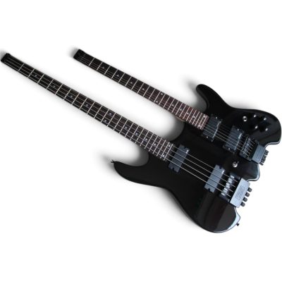 Custom Diplomat Black Double Neck Headless 4 String Bass Neck 6 String Guitar Neck - Image 9