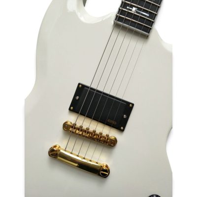 Custom Crown SG Single Pickup Alpine White Tony Iommi Finish Cross Inlay Guitar - Image 11