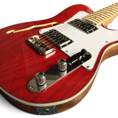 Custom Regent Thinline Fhole Transparent Red Brown Electric Guitar - Image 9