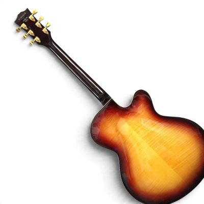 Custom Crown ES335 Vintage Sunburst Fhole Florentine Cutaway Electric Guitar - Image 9