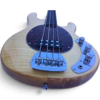 Custom Aether Sting Natural Flamed Maple Top Finish 4 String Bass Fretless - Image 3