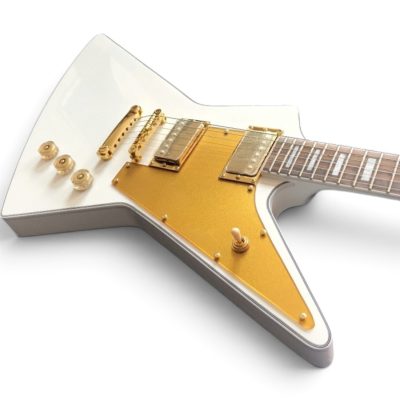 Custom Crown Hale Alpine White Gold Sparkle Pickguard Modernistic Explorer Electric Guitar - Image 5