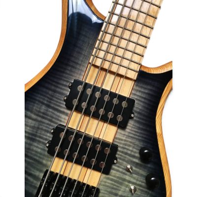 Custom Onyx Setius Gray Burst Flamed Maple Top 6 String Bass - Image 13