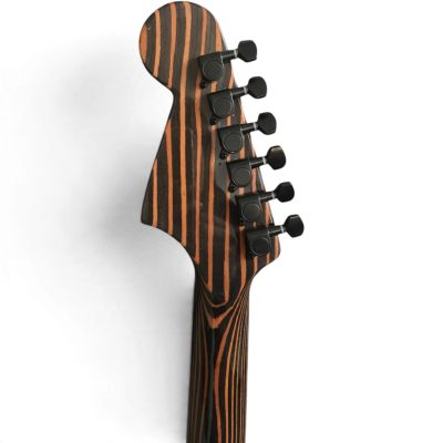 Custom Regent Zebra Wood 6 String Electric Guitar Black Pickguard - Image 9