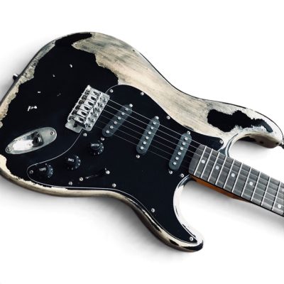Custom Regent Heavy Relic Aged Jet Black Electric Guitar - Image 8