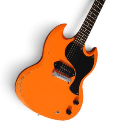 Custom Crown SG Wraparound Bridge Yungblud Neon Relic Orange P90 Single Pickup Guitar - Image 8