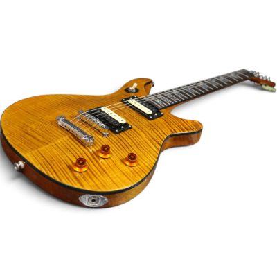 Custom Crown Moore Double Cutaway Honey Burst Flamed Tiger Maple Top Guitar - Image 9
