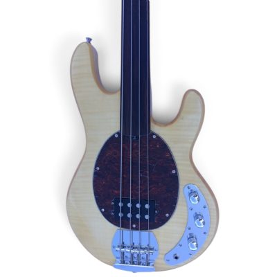 Custom Aether Sting Natural Flamed Maple Top Finish 4 String Bass Fretless