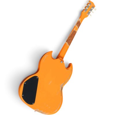 Custom Crown SG Wraparound Bridge Yungblud Neon Relic Orange P90 Single Pickup Guitar - Image 9