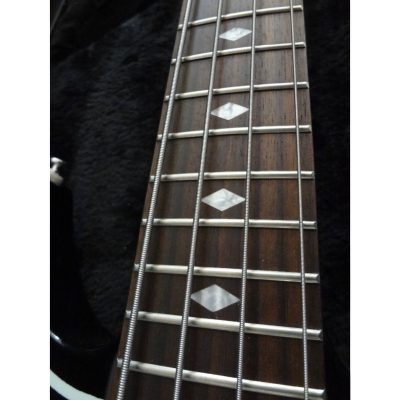 Custom Dynasty Kiss Gloss Black White Pinstripe Band Edge Gene Simmons Punisher 4 String Bass - Image 17