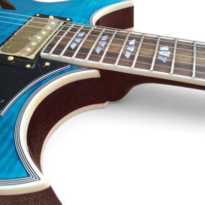 Custom Crown Johnny A Pelham Blue Burst Flame Maple Top Bigsby Vibrato Tailpiece Guitar - Image 6