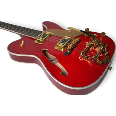 Custom Regent Fhole Translucent Red Orange Finish Paul Waller Masterbuilt Bigsby Hollow Body Guitar - Image 7